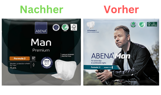 Abena Man Premium Formular Einlagen - nachher - vorher 