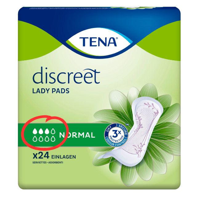 TENA Lady Discreet Normal - alte Tropfenskala auf der Verpackung