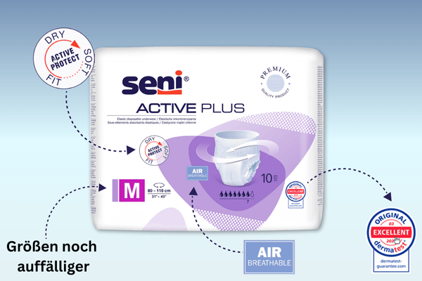 Optimierungen Seni Active Pants Verpackungsdesign Grafik