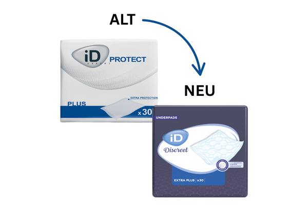 Alt - Neu iD Bed Expert Protext Plus zu iD Discreet Unterpad Extra Plus