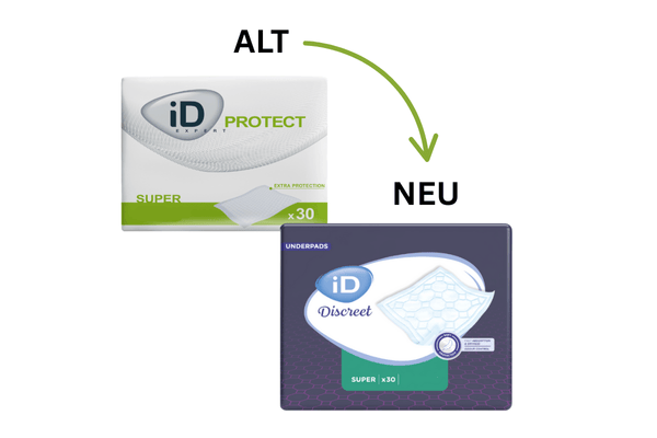 Alt - Neu iD Bed Expert Protect Super zu iD Discreet Unterpad Super