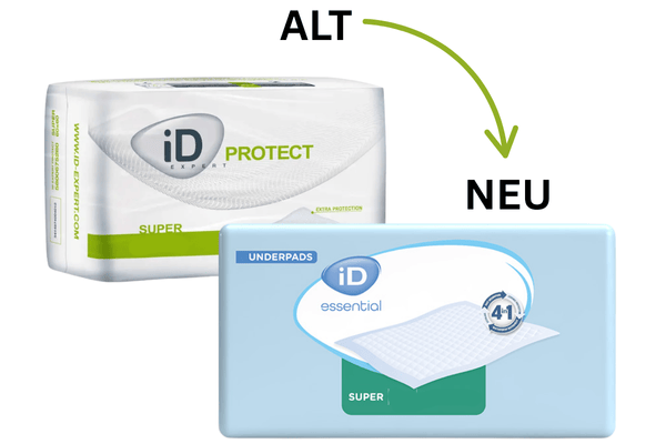 Alt - Neu iD Bed Expert Protect Super zu iD Essential Unterpad Super