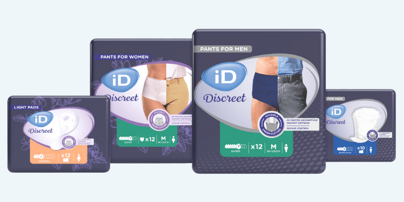 id discreet Produktreihe auf den ersten Blick erkennbar - einheitliches Packungsdesign Packshots