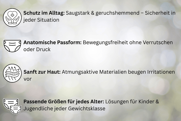 Vorteile Inkontinenzmaterial für Kinder