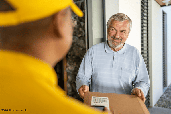 Senior erhält Inkontinenzmaterial für Männer