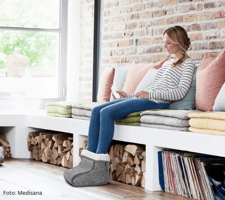 Fußwärmer im Einsatz