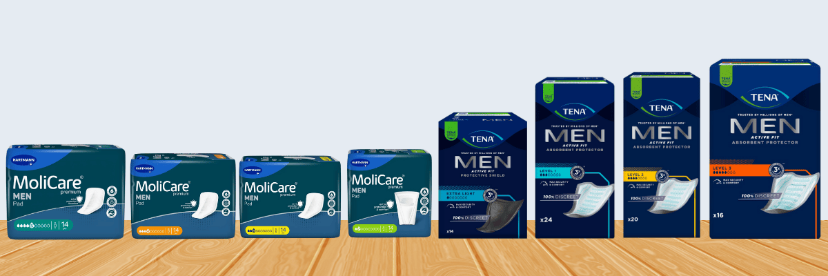 Einlagen für Männer von MoliCare und TENA - Packshots