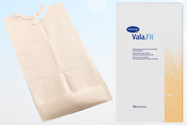 Lätzchen für Erwachsene - Einweg von ValaFit - Packung und Produkt