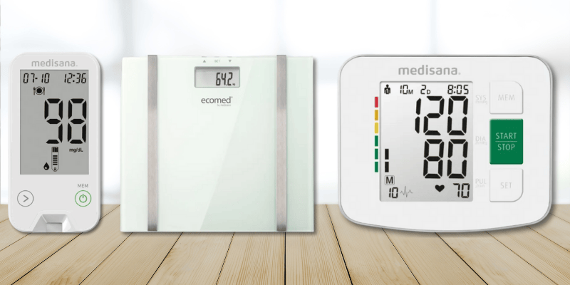 Verschiedene Messgeräte von Medisana - zum messen von Zucker, Gewicht und Blutdruck