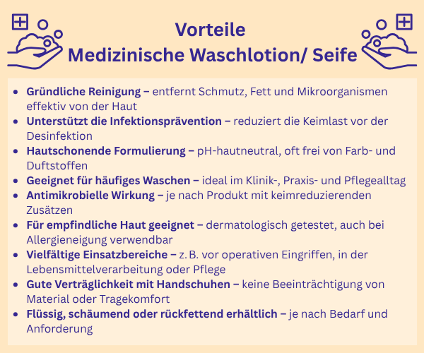Vorteile Medizinische Waschlotion / Seife Grafik