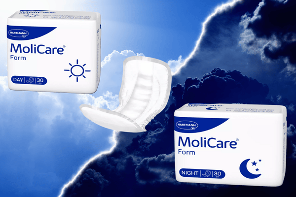 MoliCare Day and Night Form Vorlagen - Packungs- und Produktbilder vor Tag- und Nacht Hintergrund