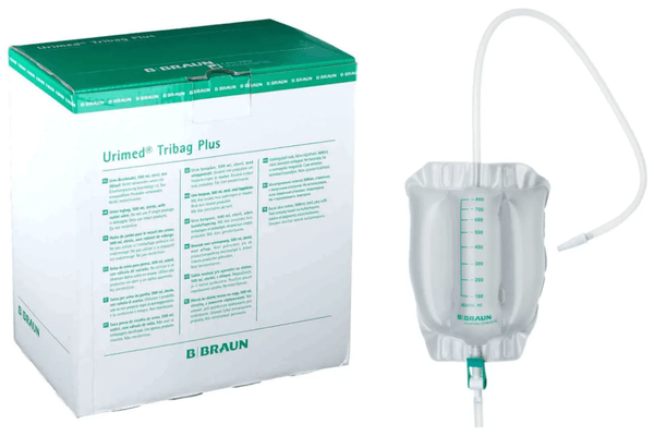 Beinbeutel Urinbeutel Steril Tribag Plus - Packungs- und Produktbild
