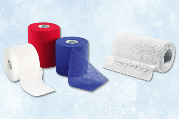 Verbandsmaterial Rollen selbsthaftend und nicht selbsthaftend