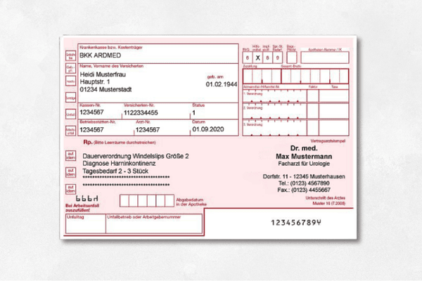 Muster-Rezept Inkontinenzmaterial auf Rezept