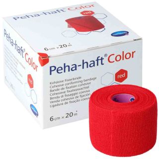 Peha-haft Color Latexfrei koh&auml;sive Fixierbinde rot 6 cm x 20 m