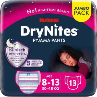 DryNites f&uuml;r M&auml;dchen Jumbo Pack 8-15 Jahre (13 Stk)