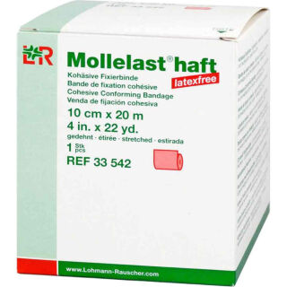 Mollelast haft color latexfrei Koh&auml;sive Fixierbinde 10 cm x 20 m rot