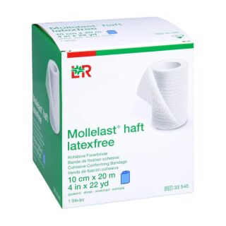 Mollelast haft color latexfrei Koh&auml;sive Fixierbinde 10 cm x 20 m blau