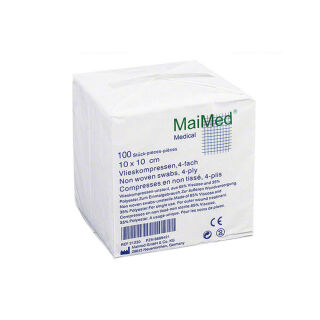 MaiMed Vlieskompressen 4-fach 10x10 cm unsteril (100 Stk)